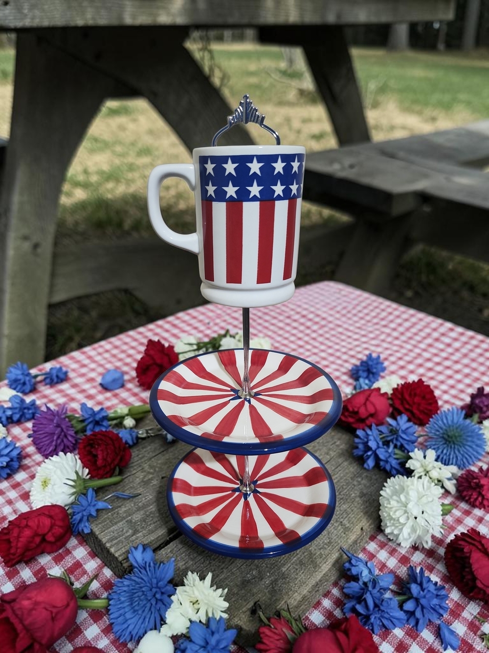 Patriotic Three-Tier Dessert Stand